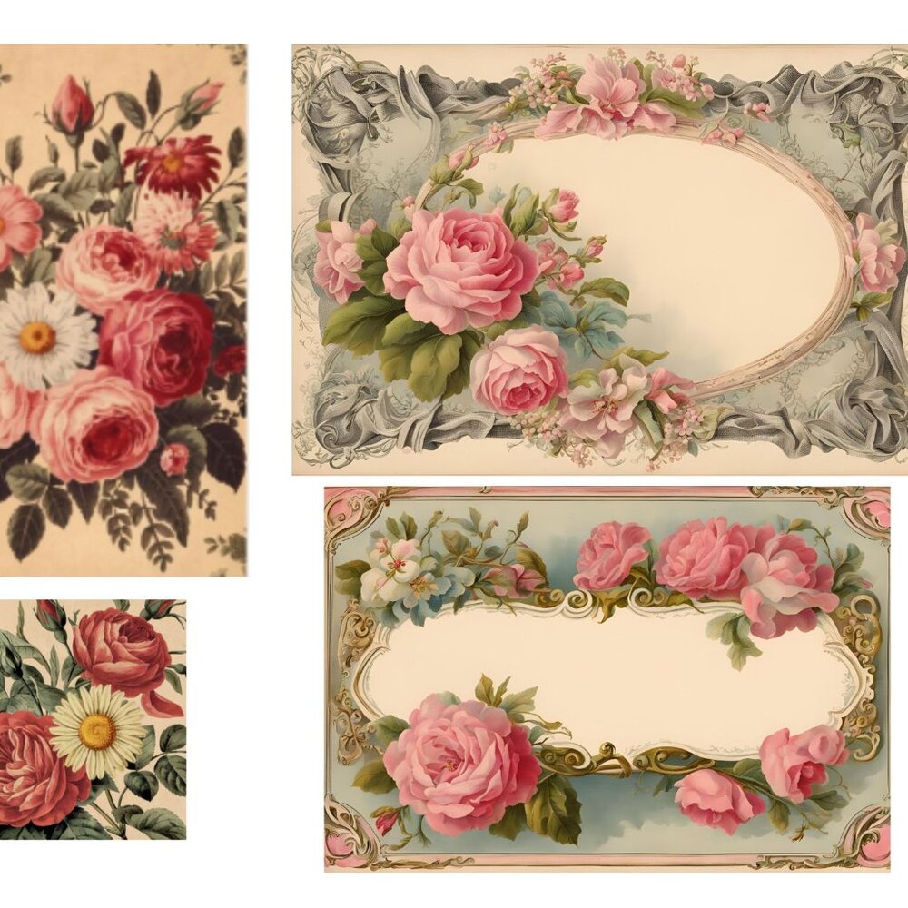 Junk journal vintage floral pages - Picture 4 of 6